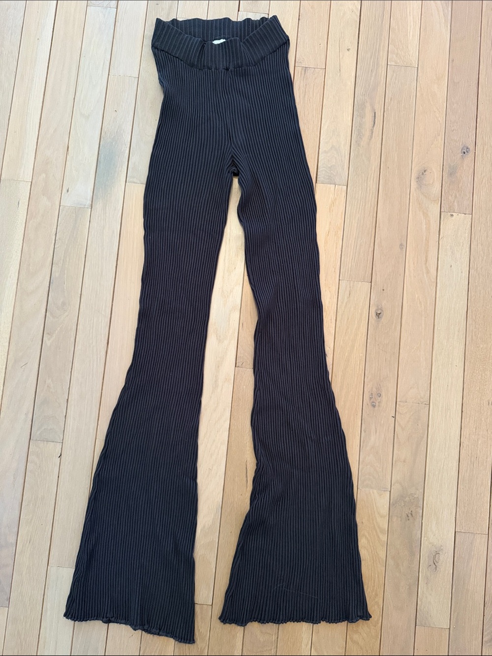 Garage Black Ribbed Flare Knit Pants